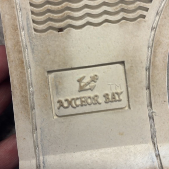 Anchor Bay Cream Boat Shoes with Moccasin Stitching and Rubber Soles - Picture 9 of 9